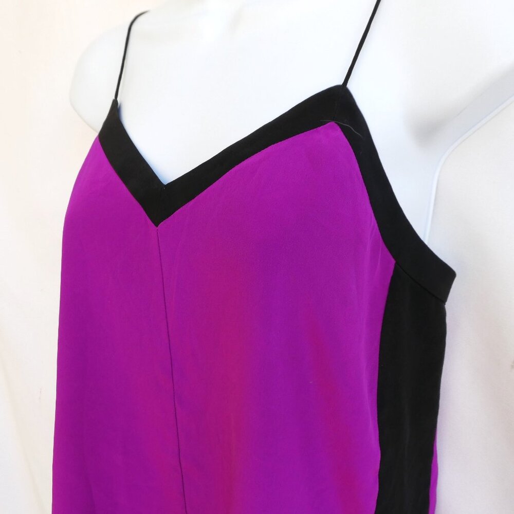 SiLK Tibi Purple Cami Top Contrasting Black Trim Poly Lining Spaghetti Straps 2